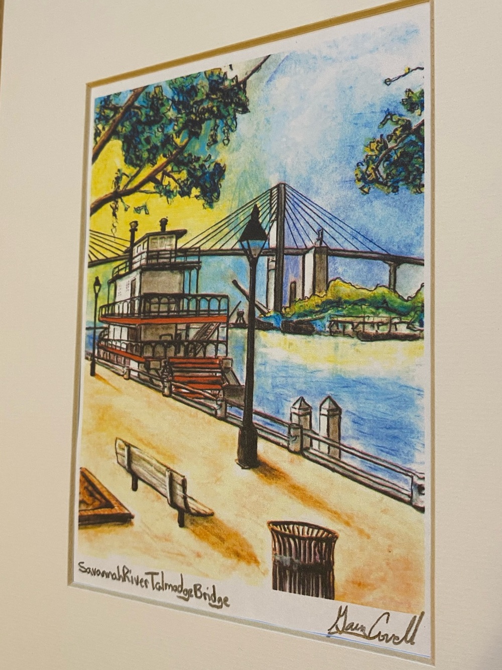 Savannah River Talmadge Bridge by Gary Covell signed, matted Art Print
